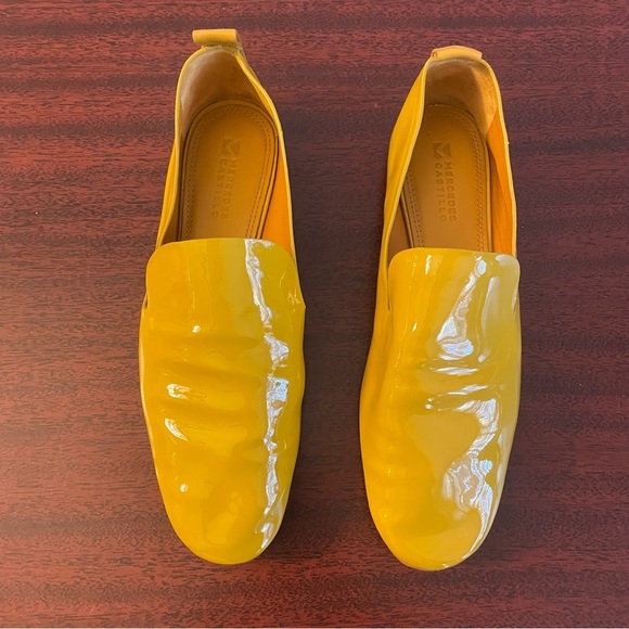 Mercedes Castillo Yellow Patent Leather Women’s Designer Loafers Flats - Picture 3 of 12